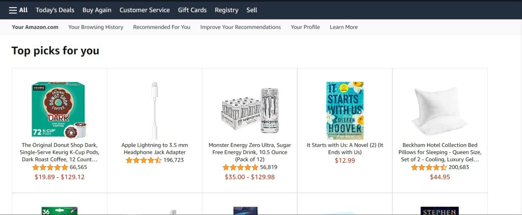 How Amazon Is Using AI To Better Understand Customers 2 Amazon Recommendations