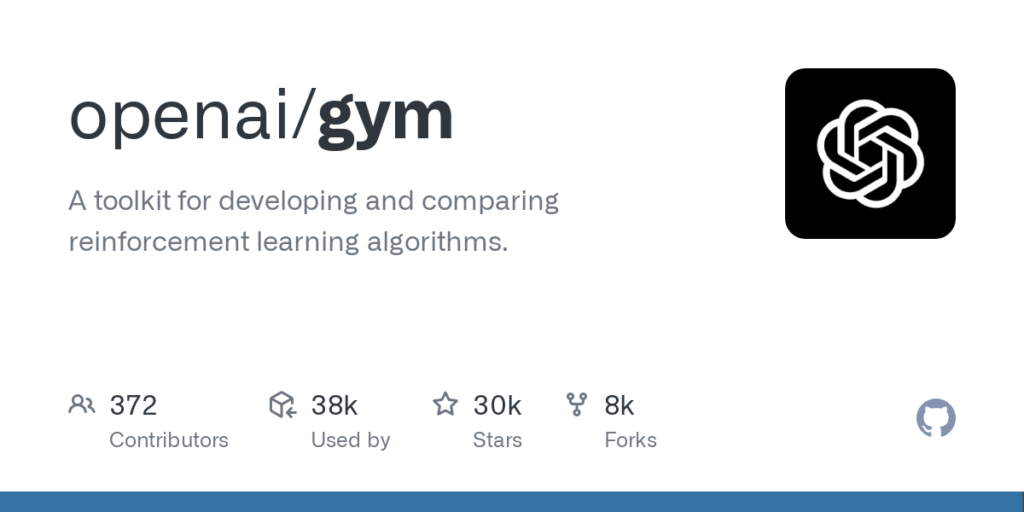 According to the OpenAI Gym GitHub repository, “OpenAI Gym is a toolkit for developing and comparing reinforcement learning algorithms.